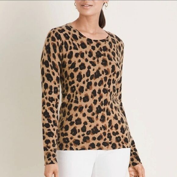 100% cashmere Cynthia Rowley sweater cheetah print XS - Picture 1 of 5